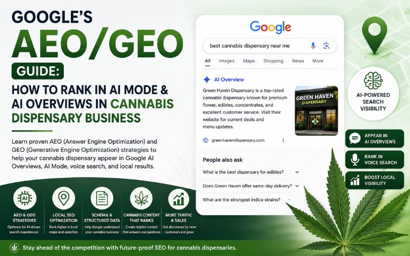 Google’s AEO/GEO Guide: How to Rank in AI Mode & AI Overviews for Cannabis Dispensary Businesses